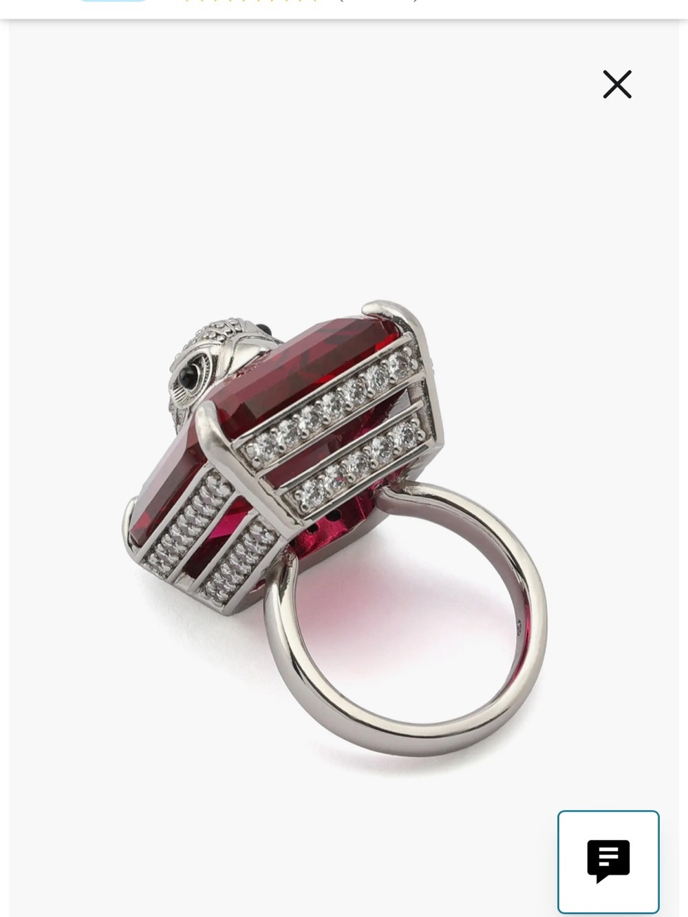 Kurt Geiger Silver Tone snd Fuchsia Statement Ring with Crystal Accent - Picture 5 of 6